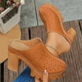 thumbnail image 2 of Women's Block Heel Mules Closed Toe Perforated Design Casual Spring/Summer Shoes with Chunky Platform Heel Slip-On Style Non Slip Comfortable Clogs for Women, 2 of 5