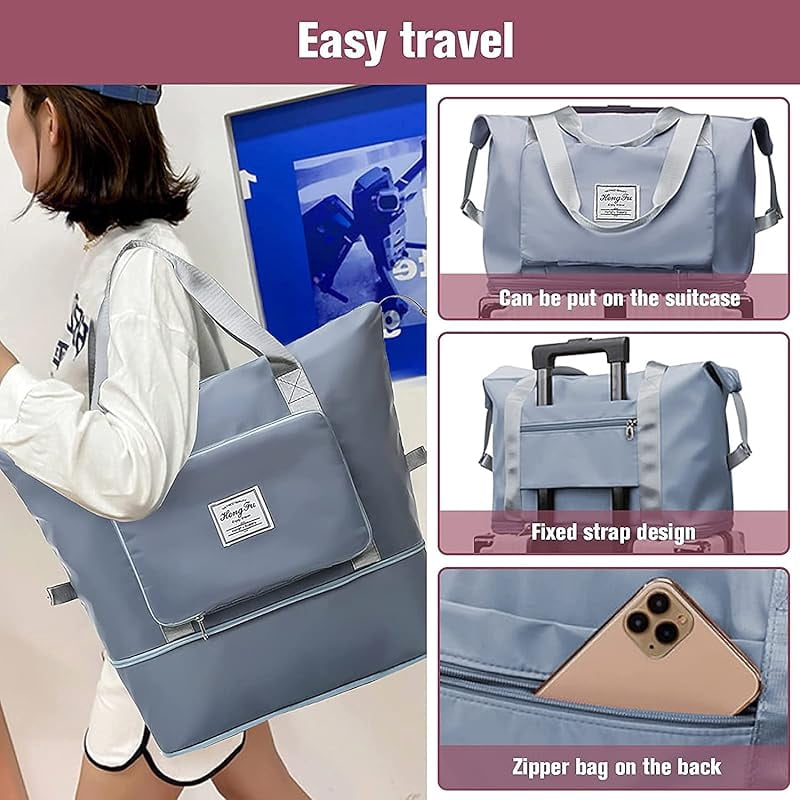 Large Capacity Folding Travel Bag,Portable Foldable Travel Lightweight Waterproof Oxford Fabric Duffel Bag Carry Luggage Bag for Expandable Weekender Sports, Gym, Vacation