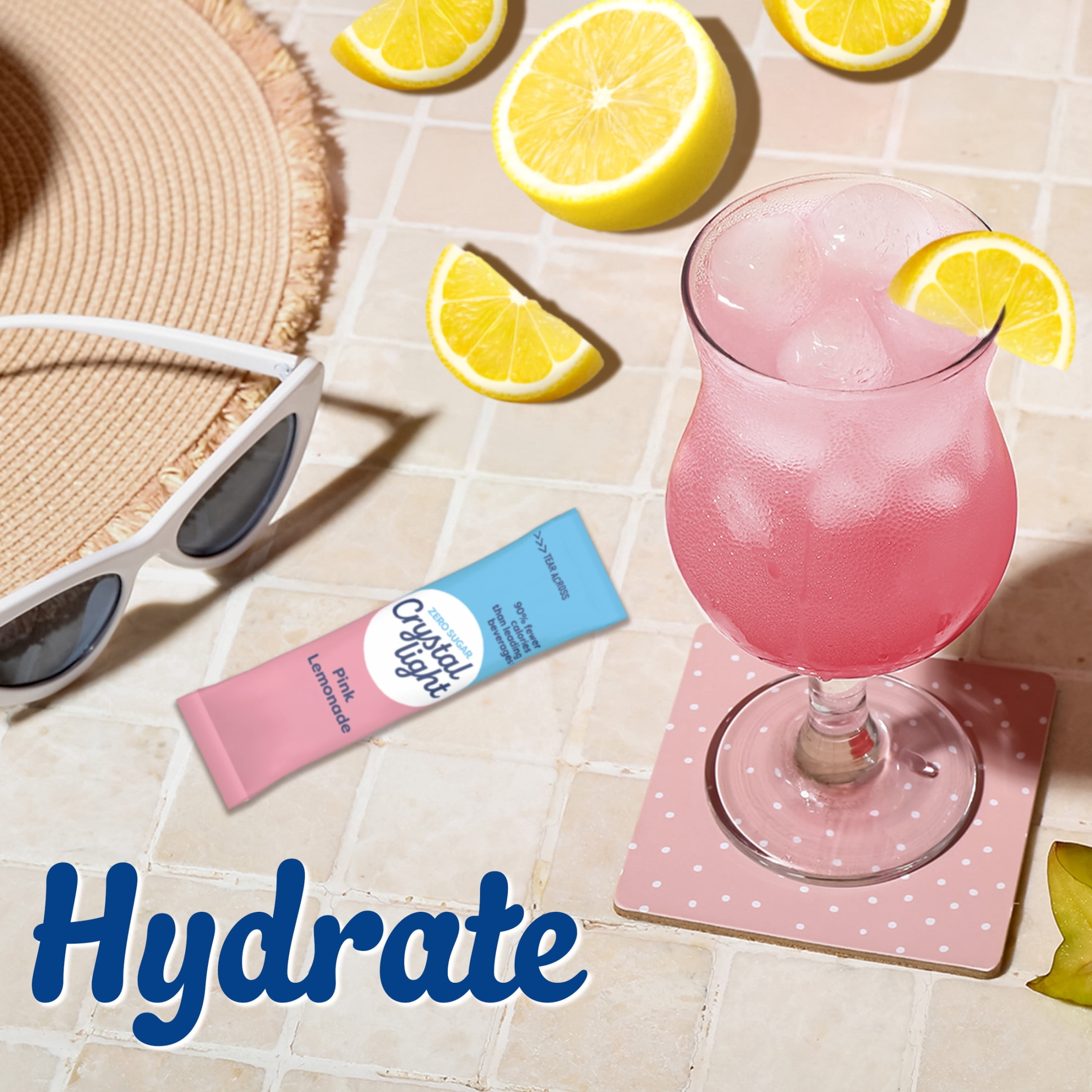 Crystal Light Drink Mix, 6 Pitcher Packets, for Flavorful Hydration and Shareable Refreshment, Pink Lemonade, natural flavor with other natural flavor, Zero Sugar, Low Calorie, 2.9 oz