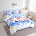 thumbnail image 3 of jejeloiu Cartoon Animal Unicorn Bedding Comforter Set 7 Pieces,Loves Stars Pattern Full Bedding Set,Pink White Blue Fitted Sheet Flat Sheet For Child,Lightweight Room Decor, 3 of 8