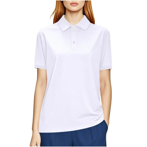 Htigea Mesh Golf T-Shirts for Women Collared Short Sleeve Shirts Plus Size Quick Dry Athletic Tops Lightweight Breathable Tennis Tees White S