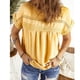 thumbnail image 5 of Tops de empalme de encaje, camiseta de punto de cuello redondo de color puro estilo casual para fiesta en la playa LYUMO ropa de mujer, 5 of 6