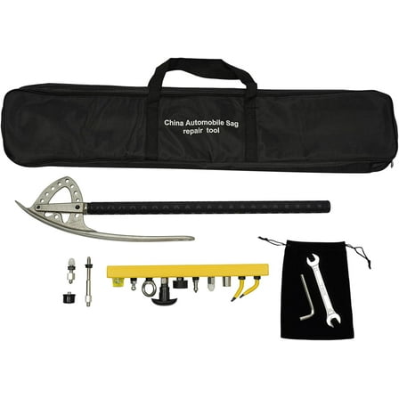 Car Fender Repair Tools, Stainless Steel Adjustable Angle Car Mudguard Damage Repair Puller Paintless Car Dent Removal Kit, Big Curved Rod Crowbar Tools Hook Rods Kit for Home Car Repair Shops