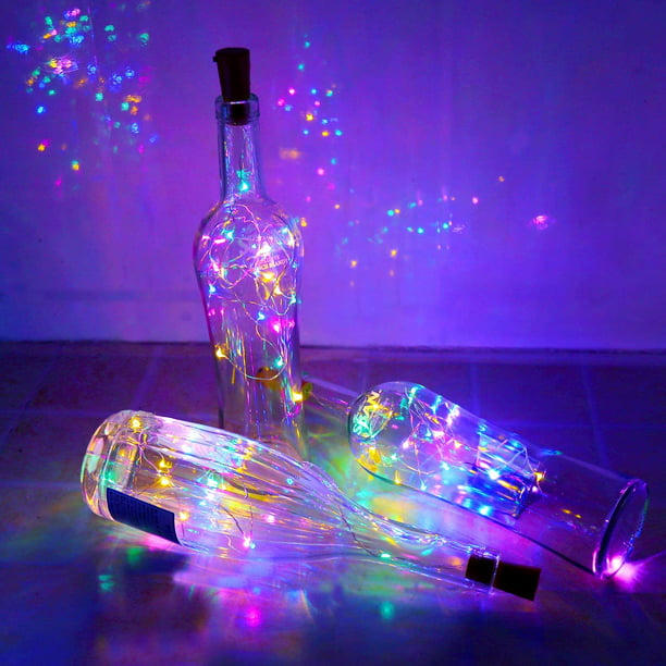 coloré led lumières bouteilles en verre pour cadeaux de nouvel an