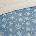 thumbnail image 2 of CEDAR COURT Lofty Plush Bedding Collection Floral Polyester Bedding Set, Queen, Blue/White, 3-Pieces, 2 of 3