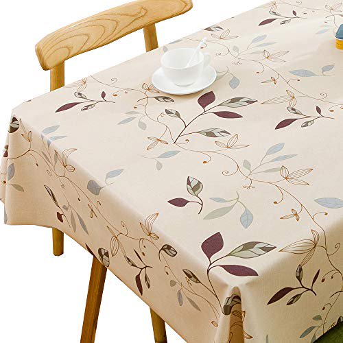 JZY Heavy Duty Vinyl Tablecloth for Kitchen Dining Table Wipeable PVC