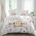 thumbnail image 2 of Happy Birthday Bedding 3 Piece Duvet Cover Set Full Size, Colorful Words Soft Microfiber Comforter Cover with Zipper Closure & Pillowcases, Wrinkle & FadeResistant Quilt Cover, 2 of 9