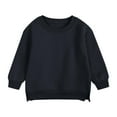 thumbnail image 2 of Children's Cute Sweatshirt Casual Round Neck Long Sleeved Sports Hoodie Solid Color Hooded Daily Top Black 3 Years, 2 of 6