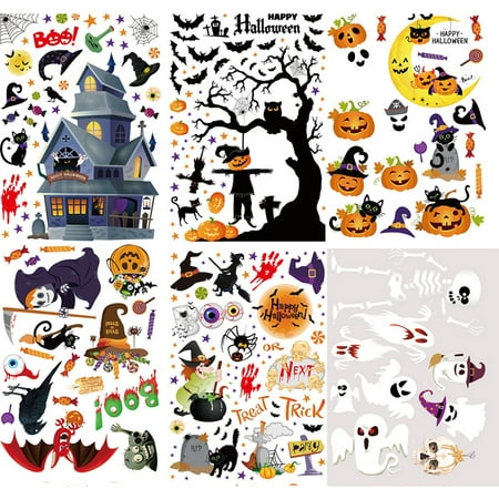Halloween Window Cling Wall Stickers, by Bangcool 6 Pack