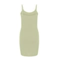 thumbnail image 5 of Womens Summer Dresses Sleeveless Solid Color Casual Plain Neck Summer Dress Fashion Slim Fit Cocktail Elegant Hip Dress Club Spaghetti Strap Sheath Backless Sheath Dress（Green,L）, 5 of 6