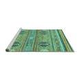 thumbnail image 2 of Ahgly Company Machine Washable Indoor Round Abstract Turquoise Blue Modern Area Rugs, 5' Round, 2 of 4