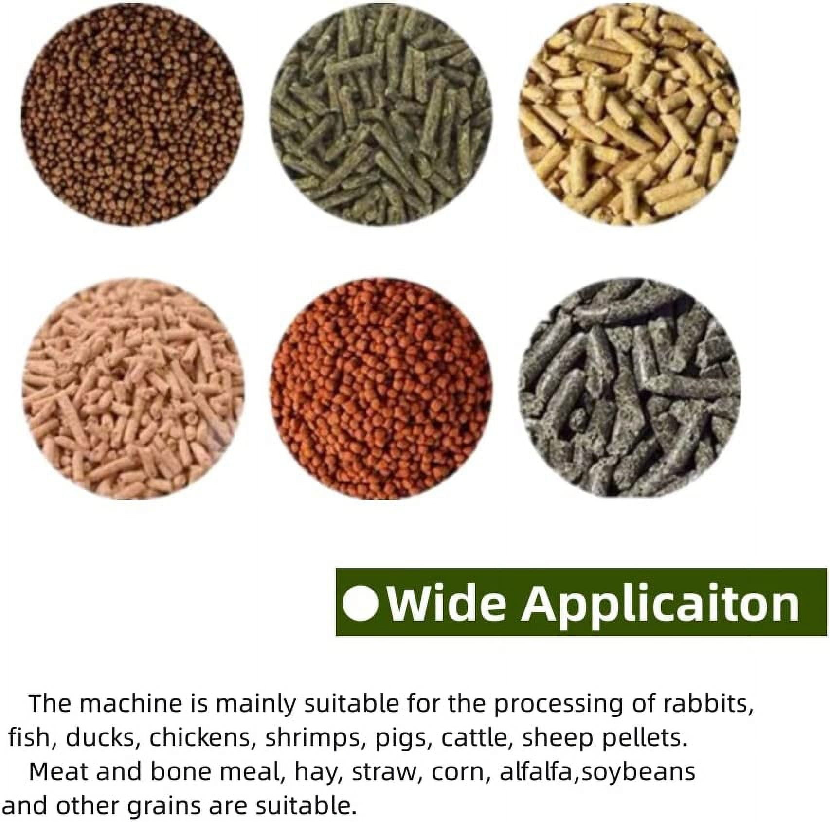 EQCOTWEA Animal Pellet Feed Mill Machine with 3 Head Rollers Animal Food Granulator Maker for Fish Chicken Duck Rabbit 3mm 220V 200KG/H