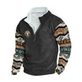 thumbnail image 2 of Wancir Men Retro Ethnic Printed Sweatshirts Casual Stand-Up Neck Pullover Tops Zipper V Neck Long Sleeve Loose Sweatshirts, 2 of 3