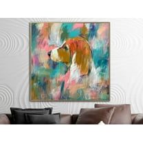 50x50" Abstract Beagle Art Colorful Dog Paintings On Canvas Acrylic Handmade Painting Modern Abstract Fine Art for Fireplace Decor