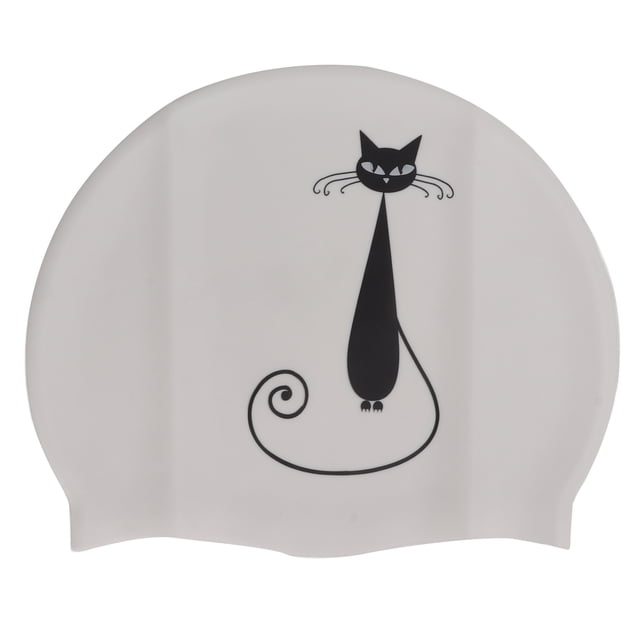 Cubierta De Cabeza Deportiva, Gorro De Natación Antideslizante Para Gran Espacio, Silicona Elástica Impermeable Con Protección Para Los Oídos Para Deportes Acuáticos ANGGREK Gato de impresión
