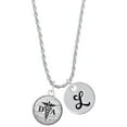 thumbnail image 1 of Delight Jewelry Silvertone Domed Black DA Silvertone Script Initial Disc - L - Charm Necklace, 20"+3", 1 of 4