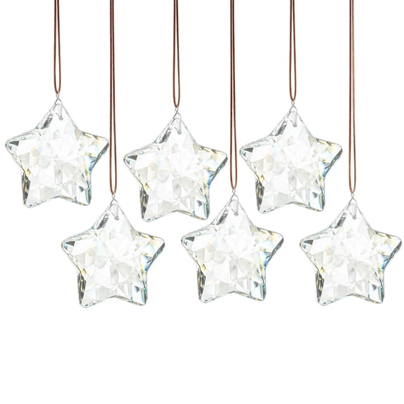 6 Pack, Crystal Suncatchers for Windows 14 Inch Star Decorations Hanging Crystal Ornaments Iridescent Rainbow Decor for Christmas Tree Home Garden Party Decorations, 2026