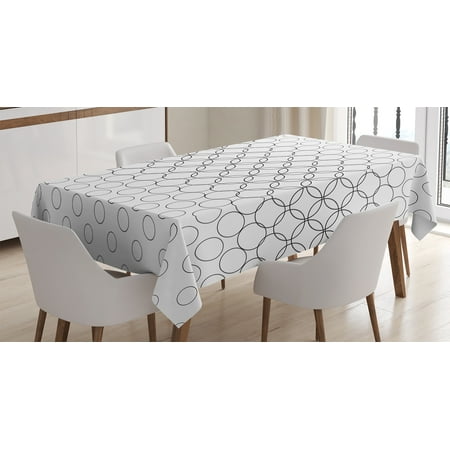 - Geometric Circle Decor Tablecloth, Artistic Various Overlap Dynamic Inner Oval Motifs Retro Print , Rectangular Table Cover for Dining Room Kitchen, 60 X 90 Inches, Black White, by Ambesonne