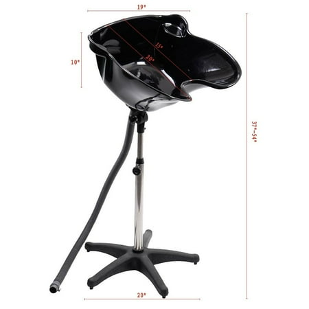 Zimtown 0 5l Portable Salon Deep Basin Shampoo Sink With Drain Black Adjustable Height
