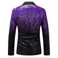 thumbnail image 6 of Mwjwdo Men Sequin Shiny Prom Suit Jacket Sparkly One Button Slim Fit Sport Coats Blazers Tuxedo for Wedding Banquet Party Purple XXL, 6 of 6