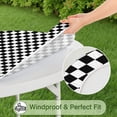 thumbnail image 5 of Black White Diamond Checkered Pattern Round Fitted Tablecloth with Elastic Edge,Dining Table Cover Waterproof,Outdoor Round Tablecloth for Camping,Dining,Indoor and Outdoor, 5 of 7