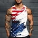 thumbnail image 1 of Camiseta sin mangas de cuello redondo para hombre, con estampado del Día de la Independencia, cuello redondo, estilo informal, deportiva, para hombre, 1 of 5