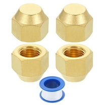 4Pack 1/4" Tube OD Brass Flare Cap, 7/16"-20 UNF Female Thread SAE Pipe Fitting