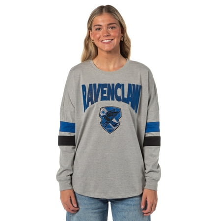 Harry Potter Ravenclaw Lightweight Embroidered Varsity Jersey Pullover Long Sleeve Tops For Women