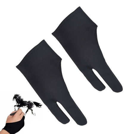 

2pcs Two Finger Drawing Glove Artist Gloves for Sketching Painting Light Box Graphic Tablet Pen Display and Pro Pencil Size S(Black)