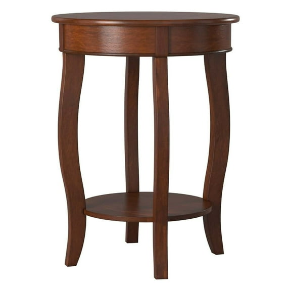 Powell Fiore Round Indoor Accent Side Table with Shelf, 24" Tall, Dark Hazelnut