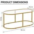 thumbnail image 2 of Oval Coffee Table with Tempered Glass Top - Modern Gold Accent Table, 2 of 9