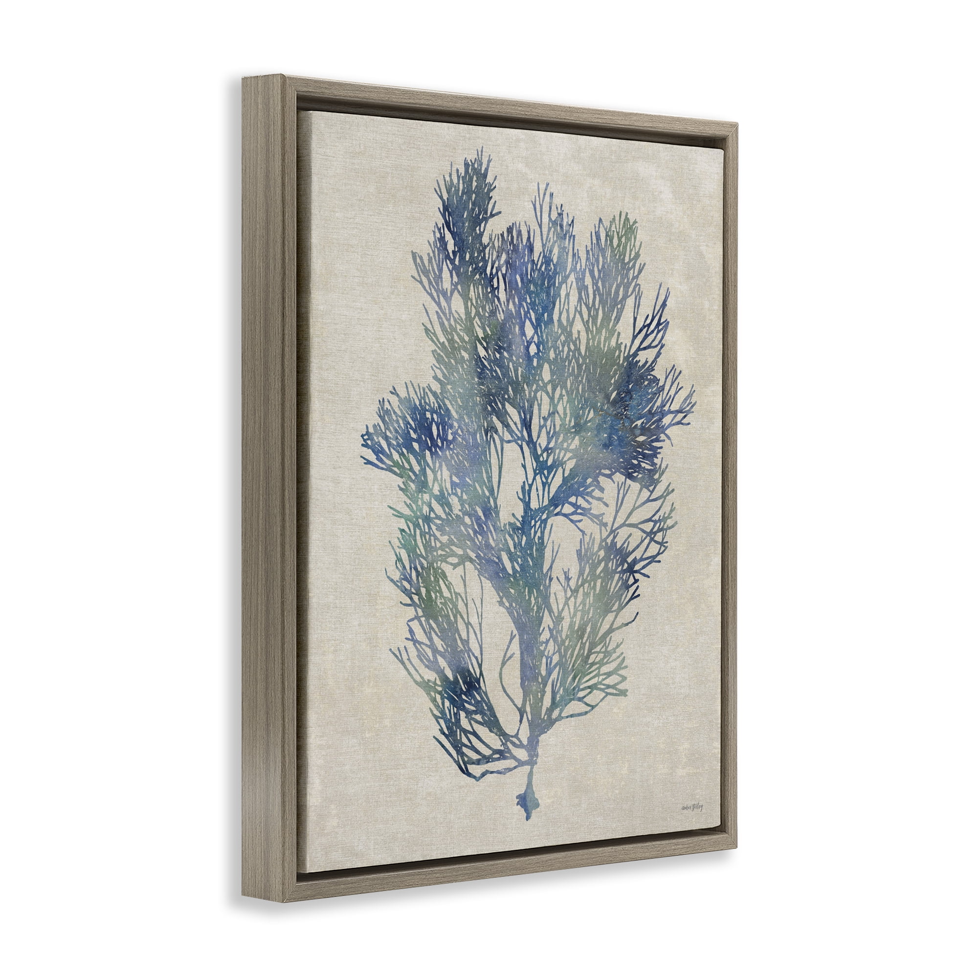 Stupell Industries Misty Blue Coral Study Brown Framed Floater Canvas Wall Art, design by Amber Sterling