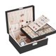 thumbnail image 2 of Joyero de gran capacidad, caja de almacenamiento de joyería negra de doble capa con cerradura para mujer, viaje a casa, 2 of 10