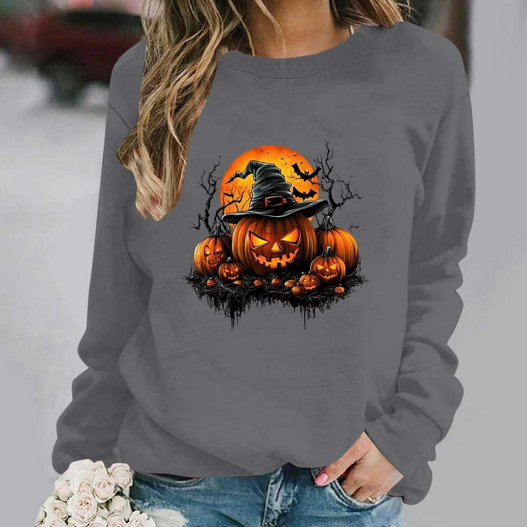 Olyvenn Pumpkins Sweatshirts for Women Halloween Costumes Hat - Main Image