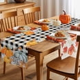 thumbnail image 5 of Burlap Table Runner 70 Inches Long,Orange Pumpkin Fall Maple Leaves Thanksgiving Bird Non-Slip Kitchen Table Runners for Dining Room Everyday Use Party Table Decorations Retro Black Grid, 5 of 9