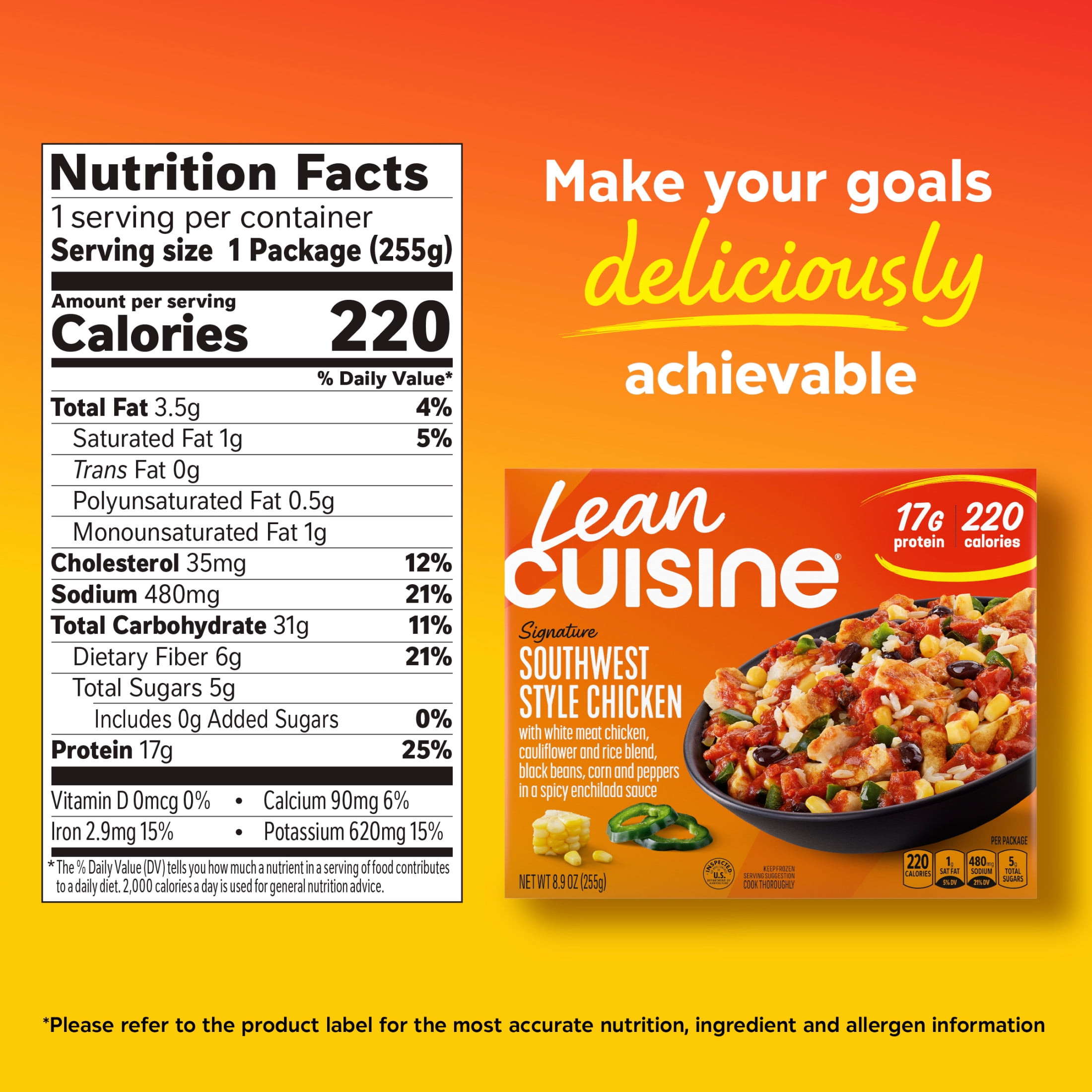 Lean Cuisine Signature Southwest Style Chicken, Frozen Lunch or Dinner Frozen Meals 8.9 oz