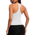 thumbnail image 4 of Women's Workout Tank Tops Summer Deep V Neck Racerback Ribbed Knit Fitted Going Out Camisole Tops White, 4 of 9