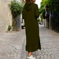 thumbnail image 4 of qucoqpe Women's Hooded Pullover Sweatshirt Maxi Dress Basic Solid Long Sleeve Hoodie Maxi Long Dresses for Women, 4 of 6