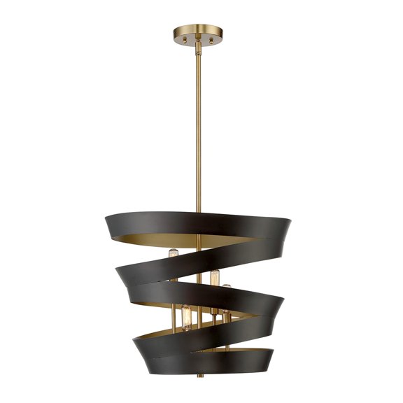 Savoy House Meridian 4 Light Pendant - Matt Black w/Gold Accents - M70009-46