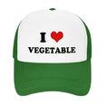 thumbnail image 2 of I Heart Vegetable Love Food Funny Trucker Hat Mesh Cap Unisex Green, 2 of 5
