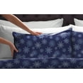 thumbnail image 3 of Pointehaven  Superior Weight Cotton Deep Pocket Flannel Bed Sheet Set Snow Flakes Navy Twin Nature, 3 of 6