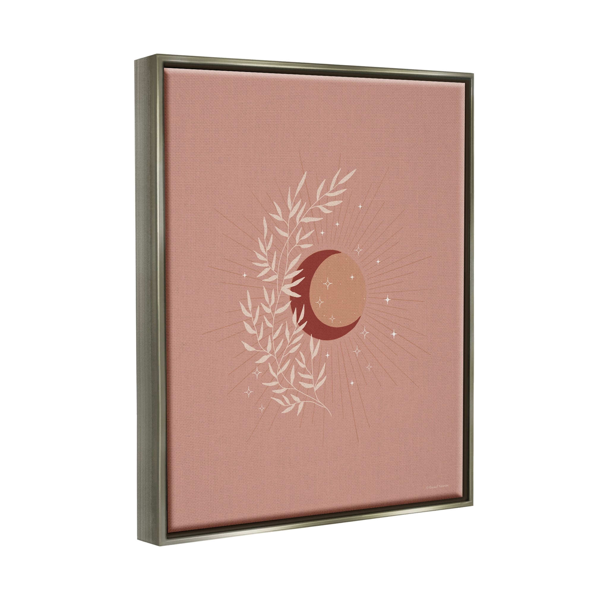 Stupell Industries Boho Herb Botanicals Astral Starry Sun & Moon Graphic Art Luster Gray Floating Framed Canvas Print Wall Art, Design by Rachel Nieman