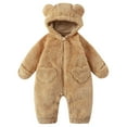 thumbnail image 3 of DHFJKG Baby Winter Fuzzy Jumpsuit Ears Hooded Zipper Long Sleeve Romper With Pockets For Boys Girls 0-12 Months Thermal Coat Outwear Lovely Onesies, 3 of 5