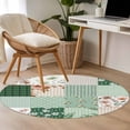 thumbnail image 4 of Round Area Rug 3.3 Ft, Boho Spring Floral Washable Non-Slip Circle Carpet for Living Room/Bedroom, Retro Flowers Plants Patchwork Grid Green Low-Profile Small Kitchen Mats Collection Rugs for Indoor, 4 of 8