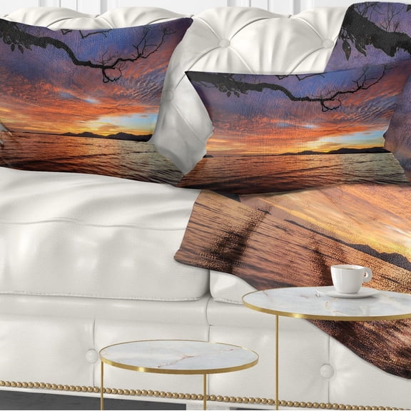 Designart Beautiful Sunset Beach In Phuket - Seashore Throw Pillow - 12x20