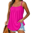 thumbnail image 2 of Yigetop Flowy Tank Tops for Women, Summer Tank Tops for Women 2025 Loose Fit Pleated Square Neck Sleeveless Shirt Curved Flowy Vest Basic Cotton Tee Sleeveless Tops for Women Hot Pink S, 2 of 7