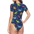 thumbnail image 4 of Naloa Dinosaurs Women's Short-Sleeved Onesie, One-Piece Swimsuit for Parties, dates, clubs - Medium, 4 of 9