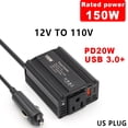thumbnail image 1 of Convertidor Inversor para Auto 300W 150W DC12V a 110V 220V Encendedor de Cigarrillos a Tomacorrientes Power Adaptador Inversor USB Carga Rápida PD65W, 1 of 9