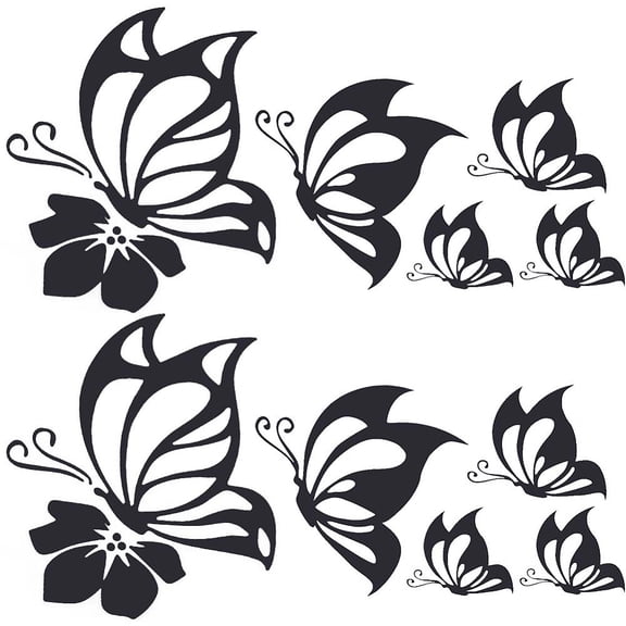 2 Sheet Butterfly Car Decal Set Butterfly Vinyl Waterproof Sticker Women Car Stickers and Reflective Decals Black