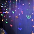 thumbnail image 2 of Cadena de luces de cortina alimentadas por USB, luces de mariposa, luces de hadas de 4,9 pies con control remoto para habitación interior y exterior (multicolor), 2 of 5